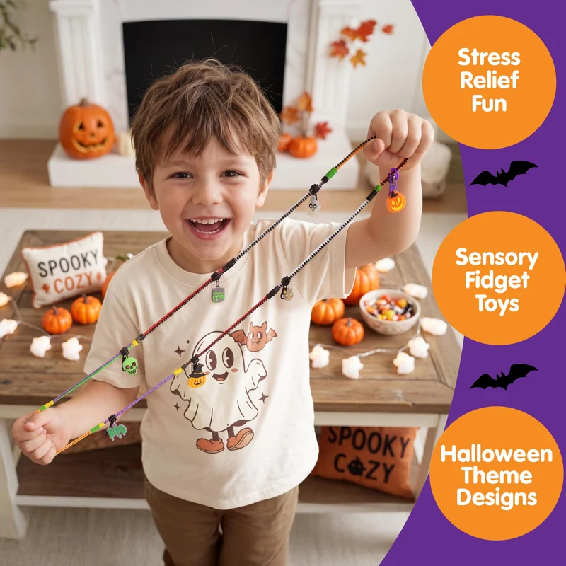 JOYIN 60 PCS Glow Zipper Bracelets - Share the Glow This Halloween