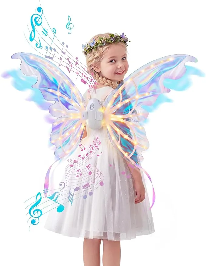JOYIN Electric Butterfly Wings with Music & LED - Kids Halloween Costume