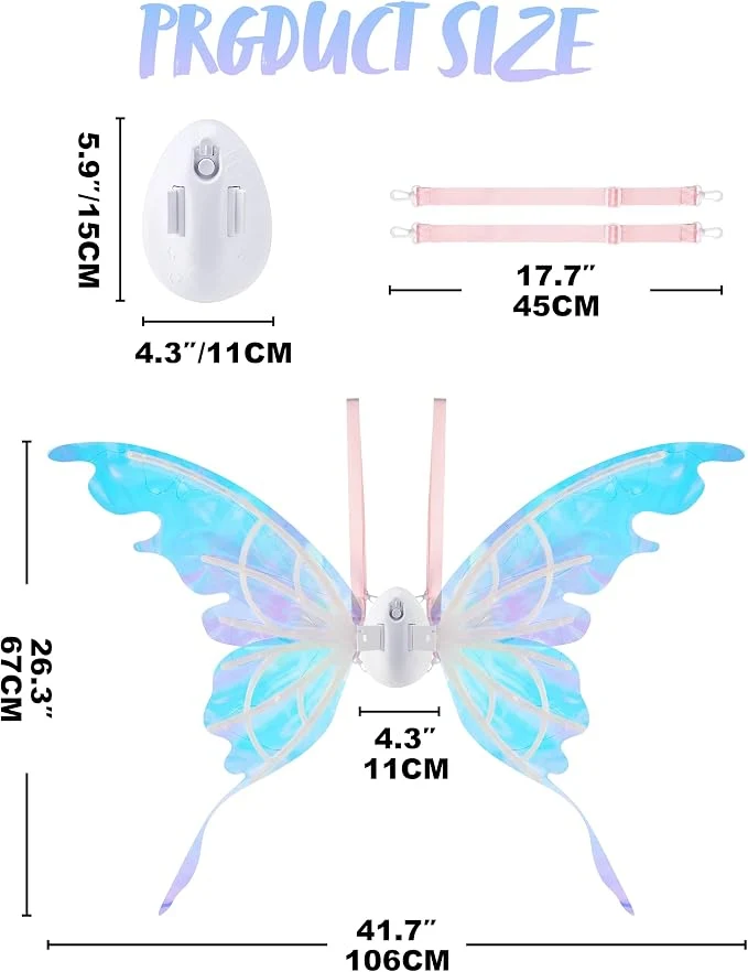 JOYIN Electric Butterfly Wings with Music & LED - Kids Halloween Costume