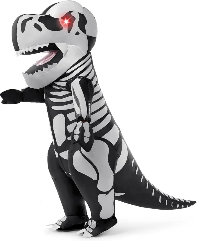 JOYIN LED Skeleton Dinosaur Costume - Adult Inflatable T-Rex Halloween Suit