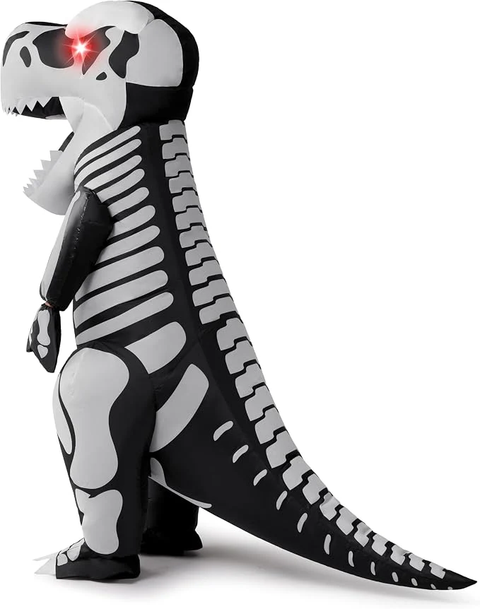 JOYIN LED Skeleton Dinosaur Costume - Adult Inflatable T-Rex Halloween Suit