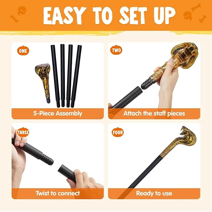 JOYIN Egyptian Snake Staff - Mystical Pharaoh Halloween Costume Prop