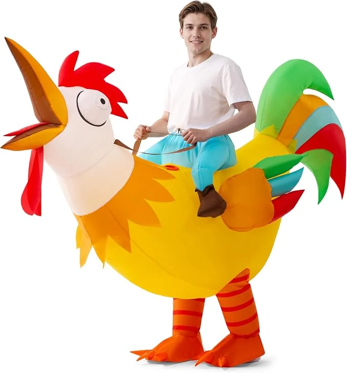 JOYIN Adult Inflatable Chicken Costume - Ride-On Rooster Halloween Outfit