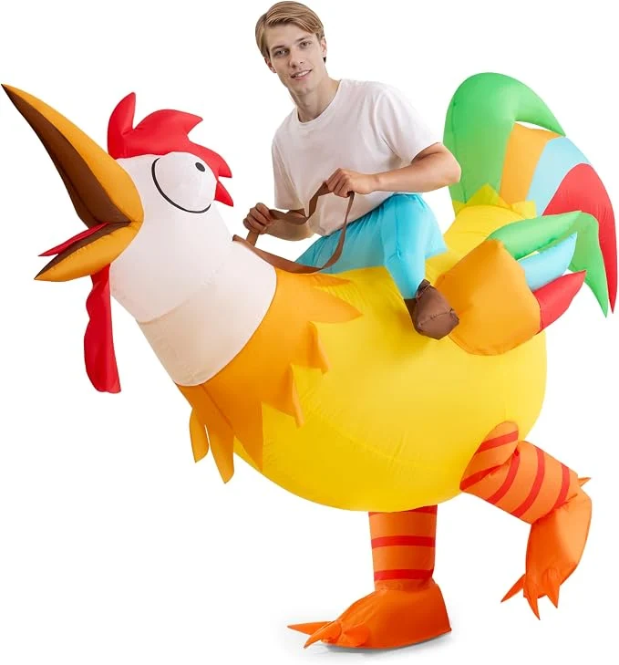 JOYIN Adult Inflatable Chicken Costume - Ride-On Rooster Halloween Outfit