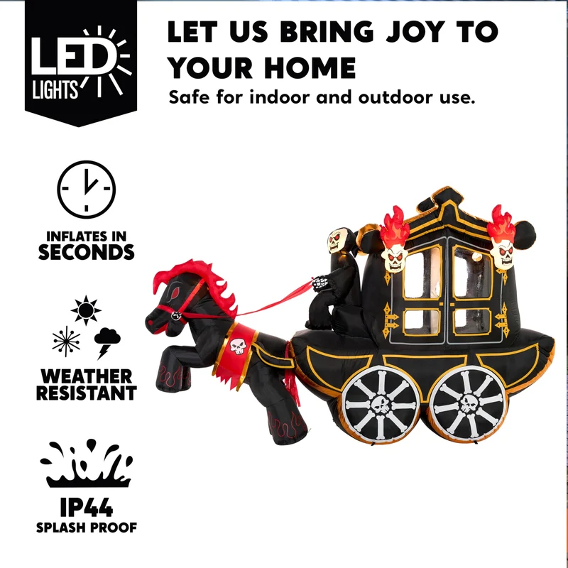 Joiedomi 10 FT Hellfire Carriage Inflatable with LEDs - Halloween Yard Decor