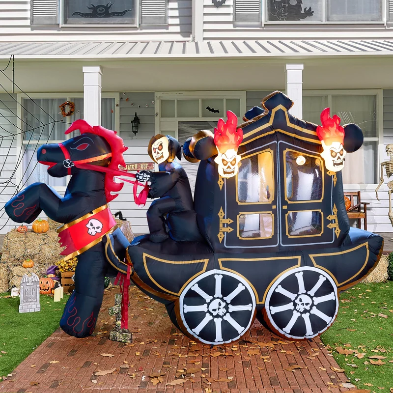Joiedomi 10 FT Hellfire Carriage Inflatable with LEDs - Halloween Yard Decor