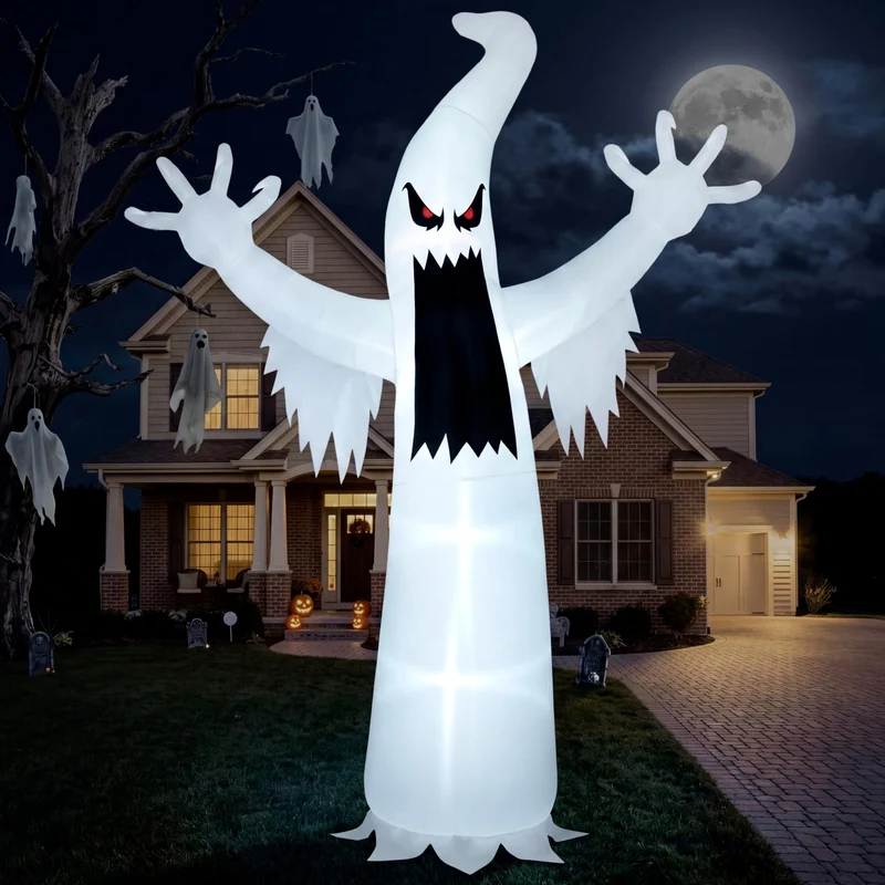 Joiedomi 12 FT Inflatable Ghost with LEDs - Giant Halloween Yard Decor