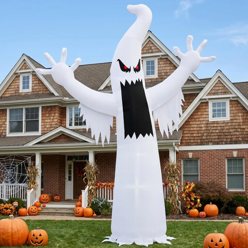 Joiedomi 12 FT Inflatable Ghost with LEDs - Giant Halloween Yard Decor