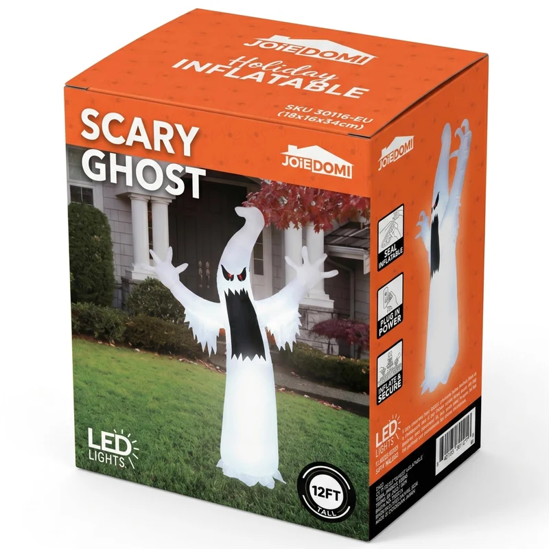 Joiedomi 12 FT Inflatable Ghost with LEDs - Giant Halloween Yard Decor