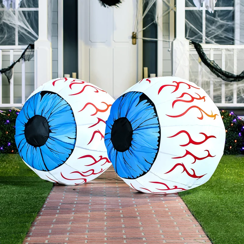 Joiedomi 3 FT Inflatable Light Up Eyeball with LEDs - Blue Halloween Decor