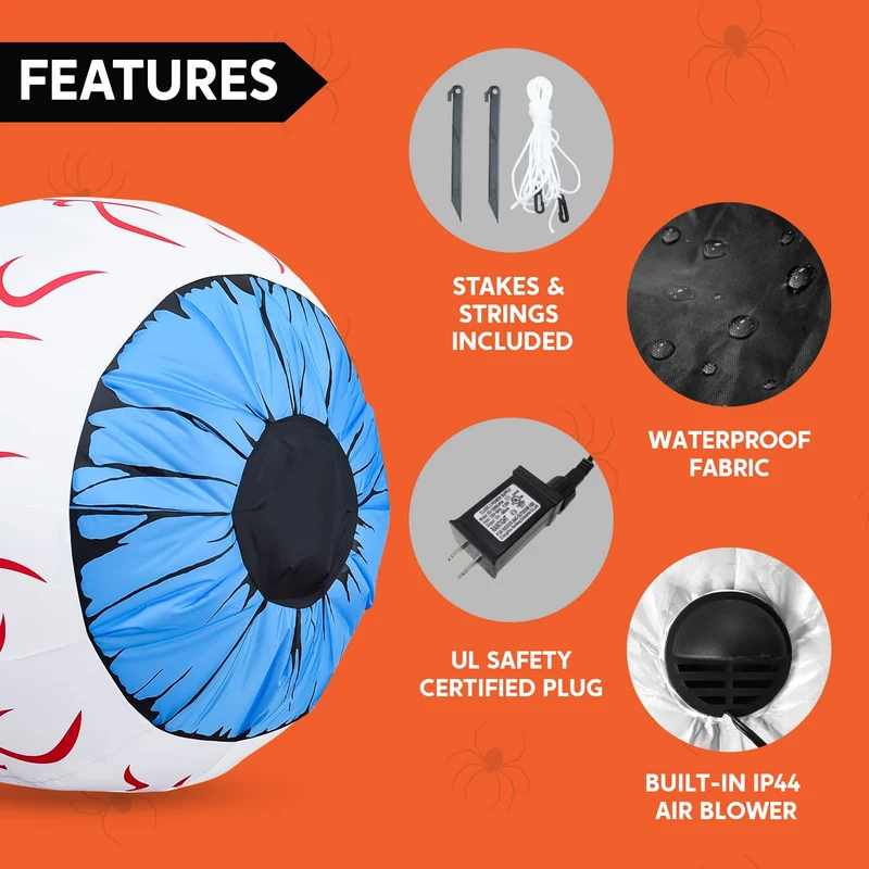 Joiedomi 3 FT Inflatable Light Up Eyeball with LEDs - Blue Halloween Decor