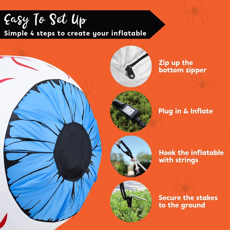 Joiedomi 3 FT Inflatable Light Up Eyeball with LEDs - Blue Halloween Decor