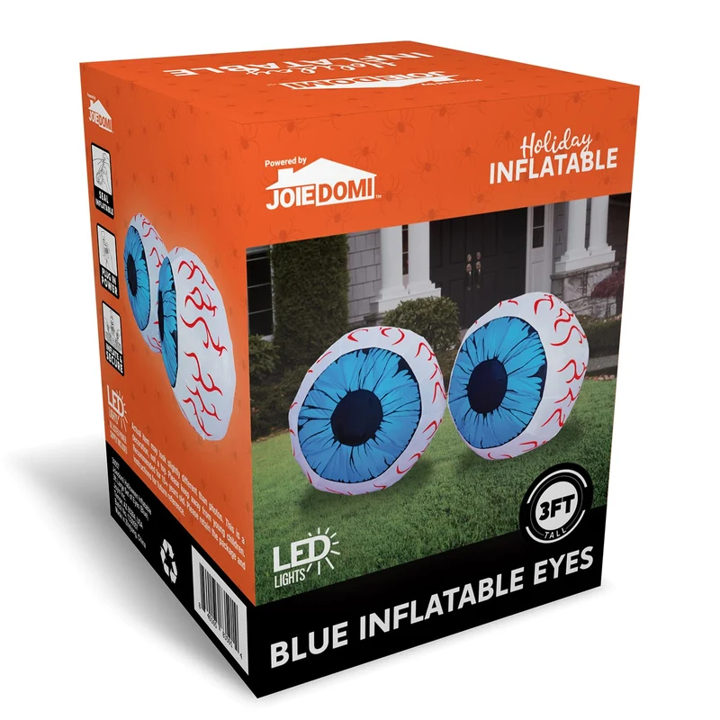 Joiedomi 3 FT Inflatable Light Up Eyeball with LEDs - Blue Halloween Decor