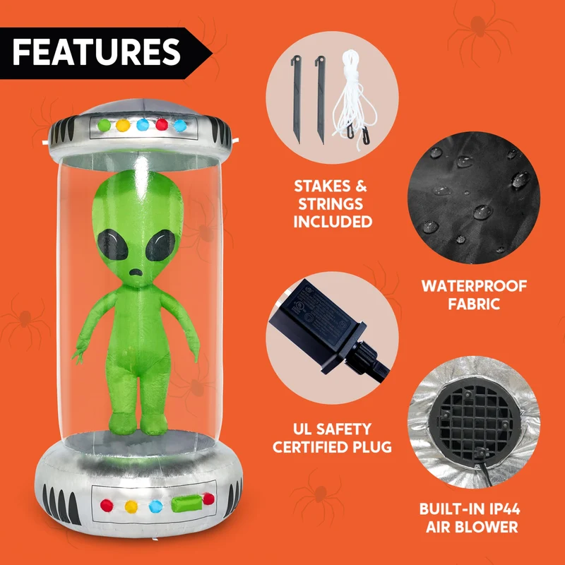 Joiedomi 7 FT Animated Alien Inflatable with Test Tube - LED Outdoor Decor