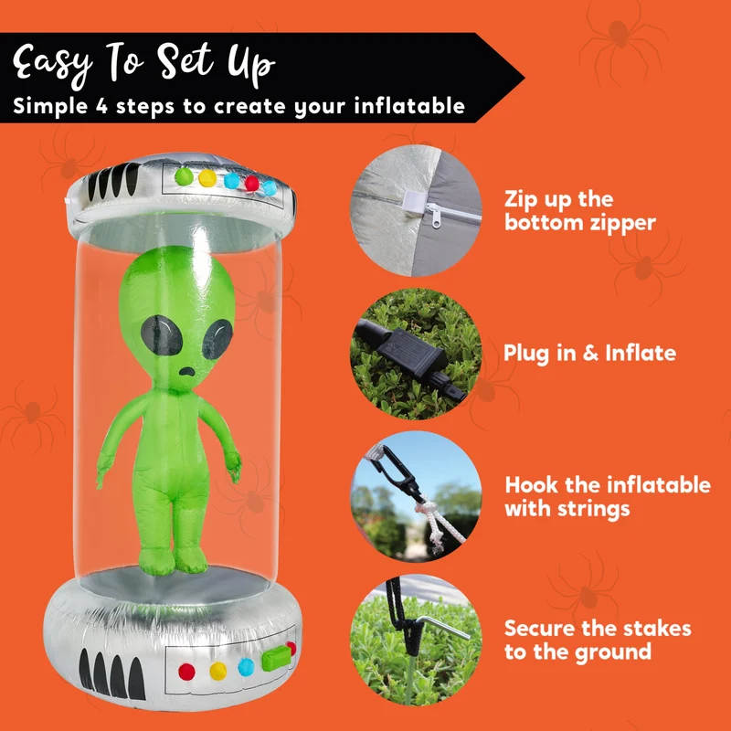 Joiedomi 7 FT Animated Alien Inflatable with Test Tube - LED Outdoor Decor