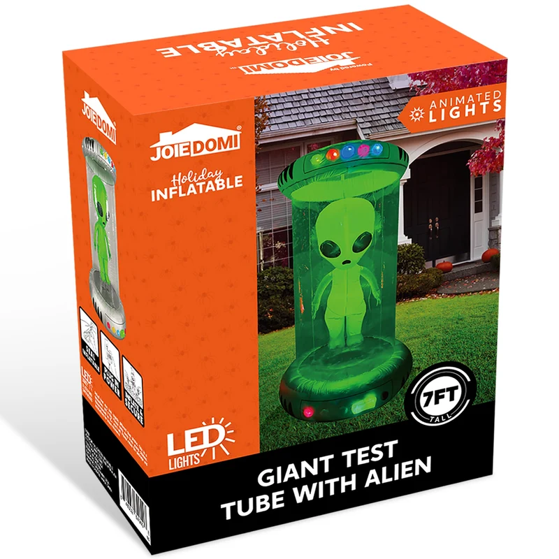 Joiedomi 7 FT Animated Alien Inflatable with Test Tube - LED Outdoor Decor