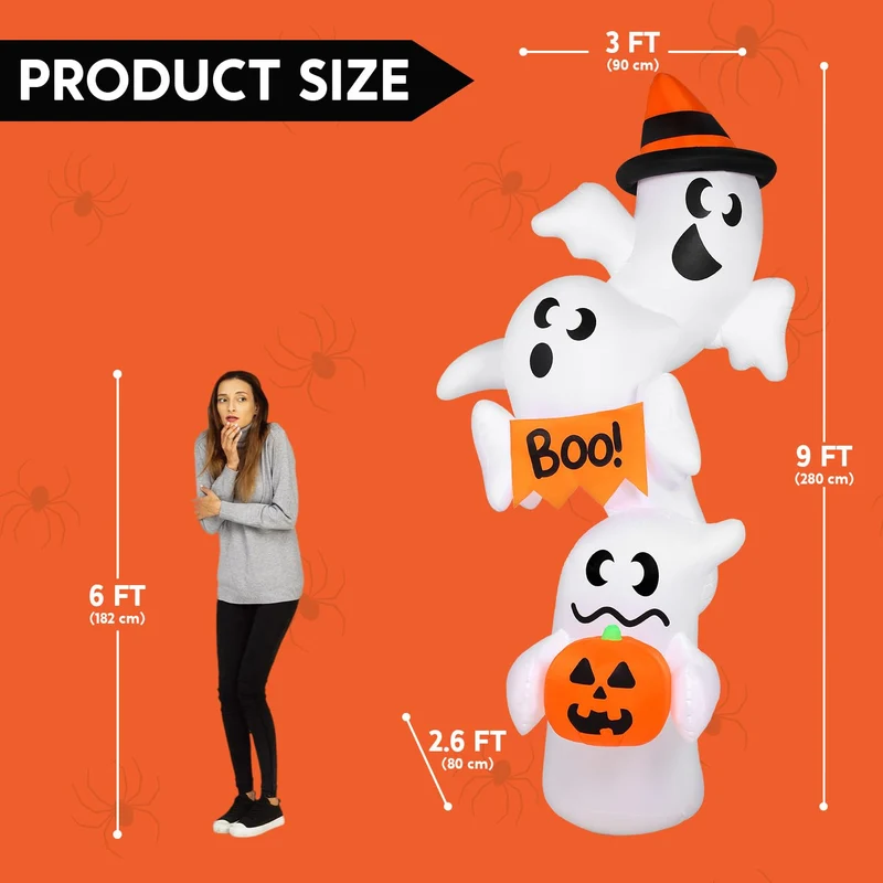 JOYIN Giant Overlap Ghost Inflatable - LED Halloween Outdoor Decoration