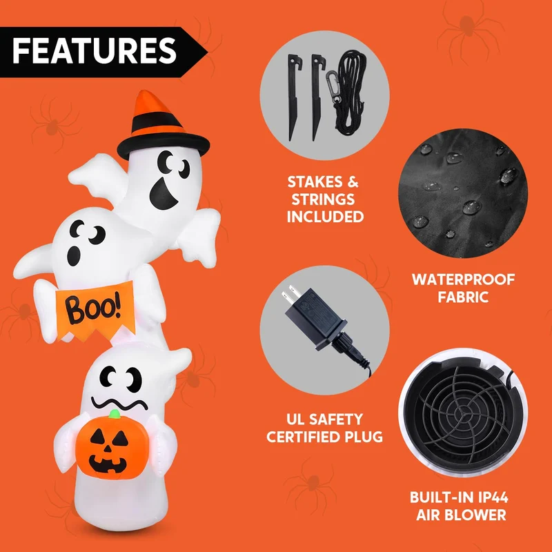 JOYIN Giant Overlap Ghost Inflatable - LED Halloween Outdoor Decoration