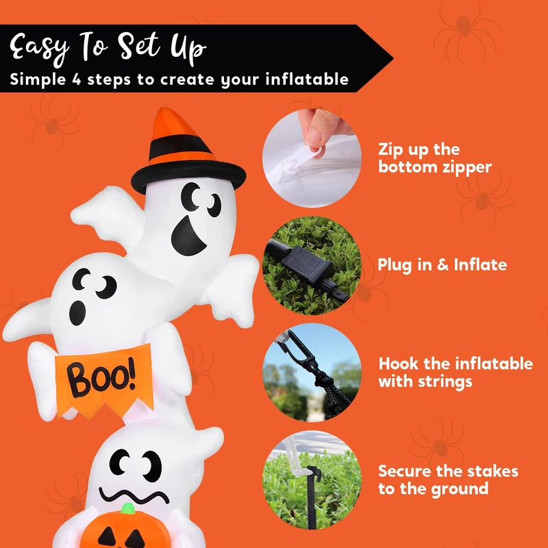 JOYIN Giant Overlap Ghost Inflatable - LED Halloween Outdoor Decoration