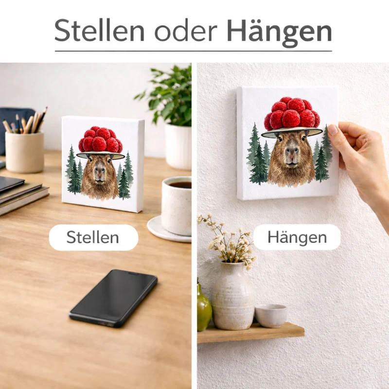 Schwarzwald Bollenhut - Trend Tier Capybara Holzbild in 10x10 cm zum Stellen oder Aufhängen