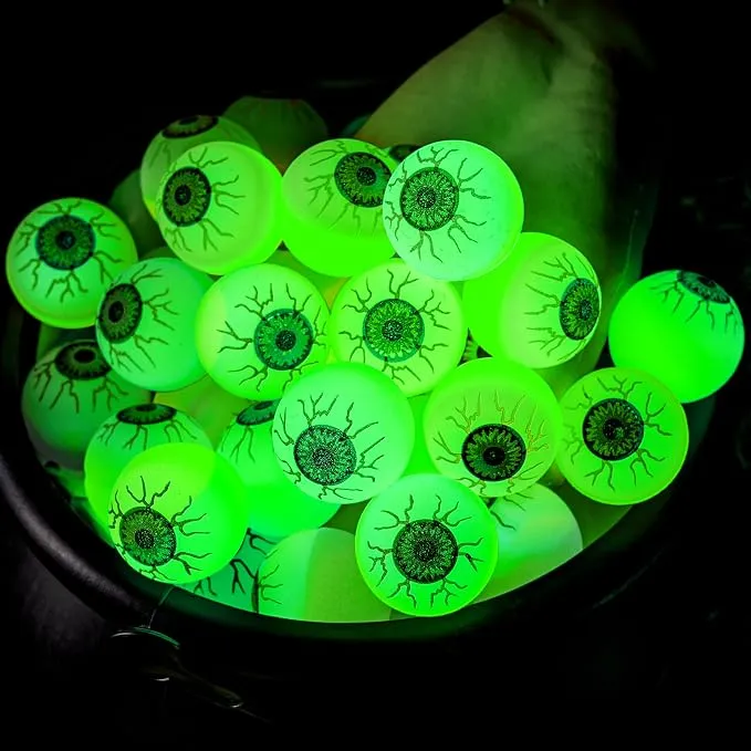 JOYIN 24 PCS Glow Eyeball Bouncy Balls - Halloween Party Favors