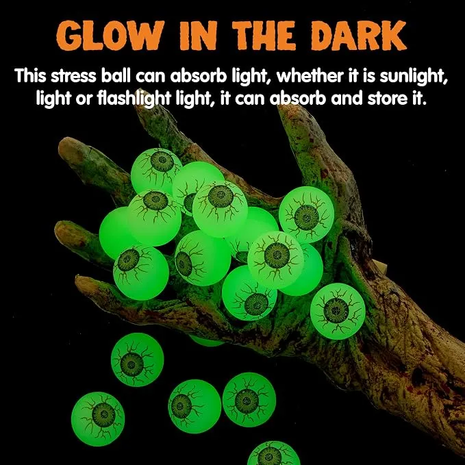 JOYIN 24 PCS Glow Eyeball Bouncy Balls - Halloween Party Favors
