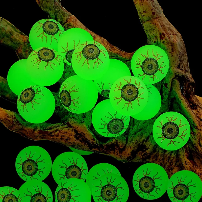 JOYIN 24 PCS Glow Eyeball Bouncy Balls - Halloween Party Favors