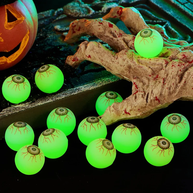 JOYIN 24 PCS Glow Eyeball Bouncy Balls - Halloween Party Favors