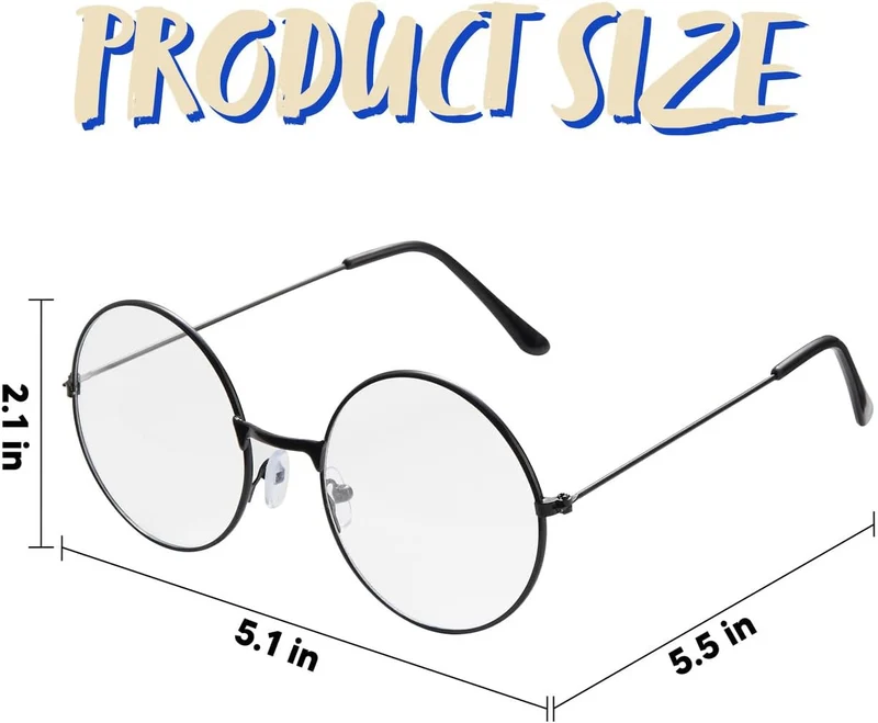JOYIN Black Wire Round Glasses - Old Man Halloween Costume Accessory