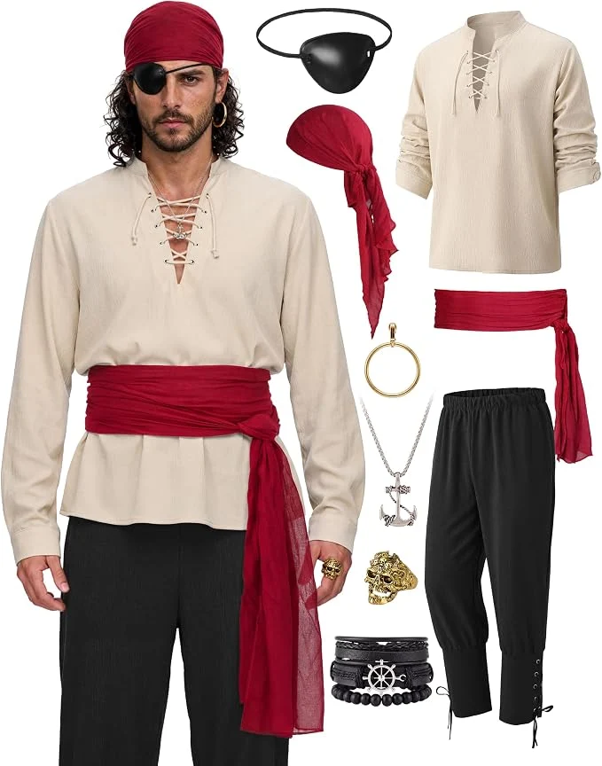 JOYIN Men's Pirate Costume - Adult Halloween Renaissance Outfit
