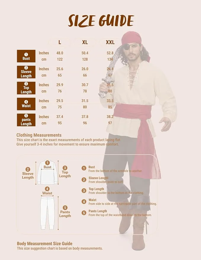 JOYIN Men's Pirate Costume - Adult Halloween Renaissance Outfit