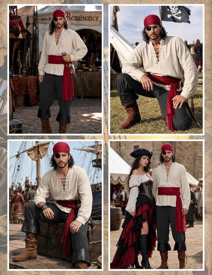 JOYIN Men's Pirate Costume - Adult Halloween Renaissance Outfit