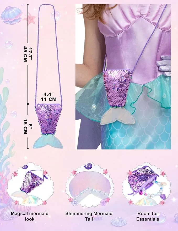 JOYIN Little Mermaid Costume with Tail - Girls Halloween Princess Outfit