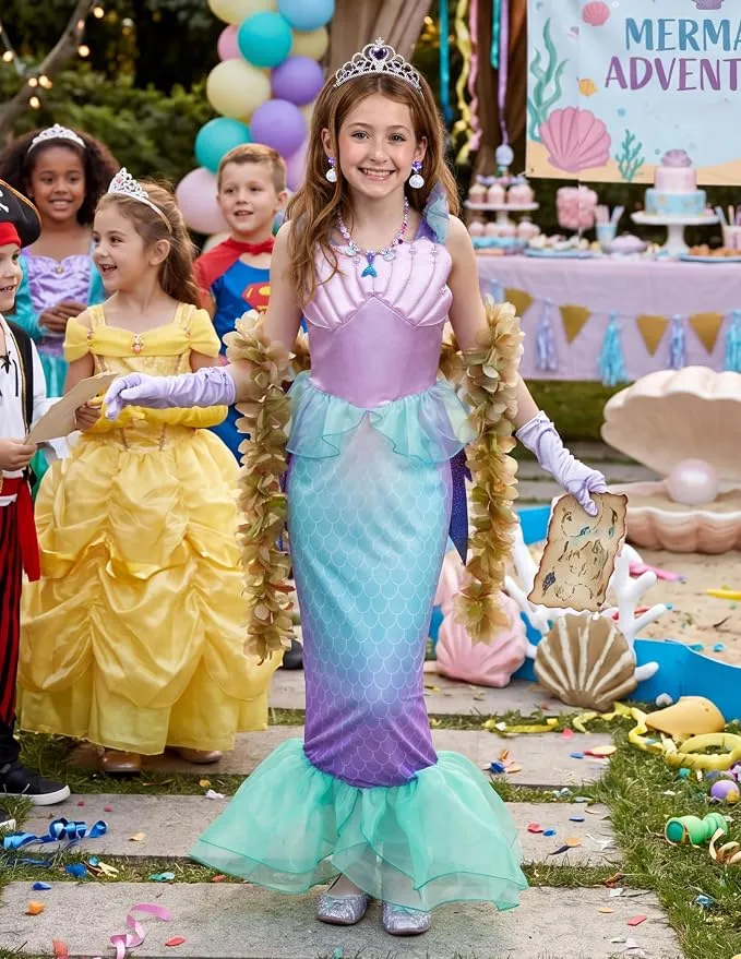 JOYIN Little Mermaid Costume with Tail - Girls Halloween Princess Outfit