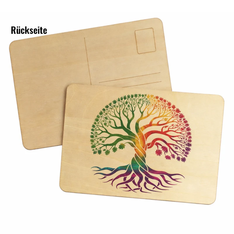 Lebensbaum Postkarte aus Holz