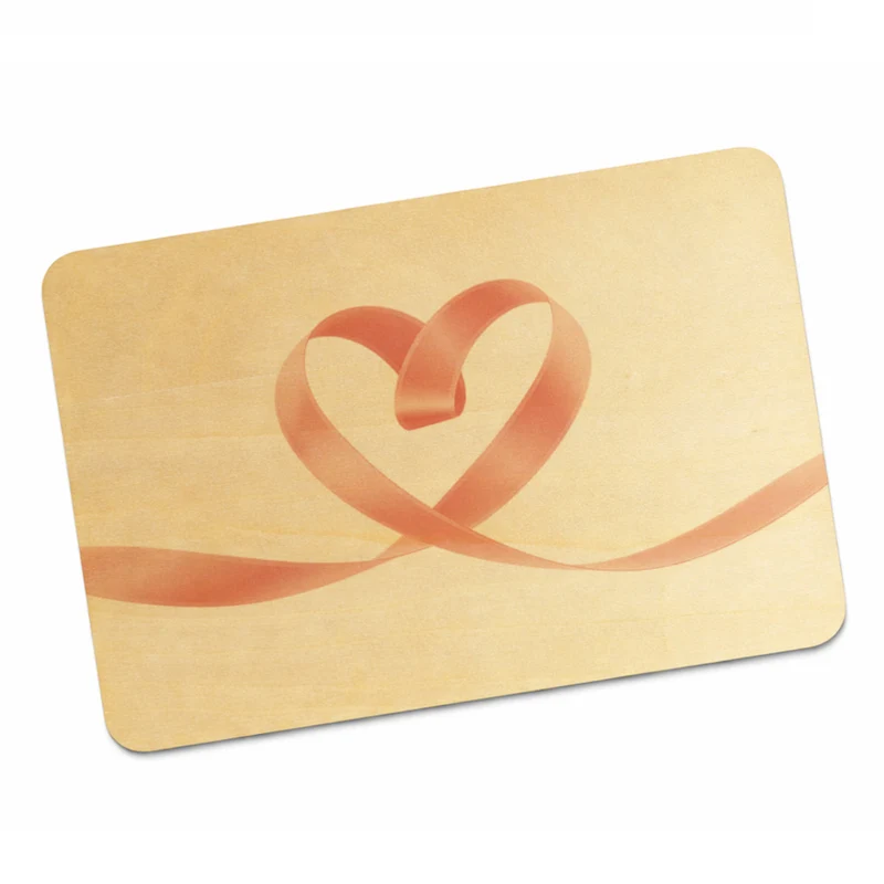 Herz Schleifenband Postkarte aus Holz