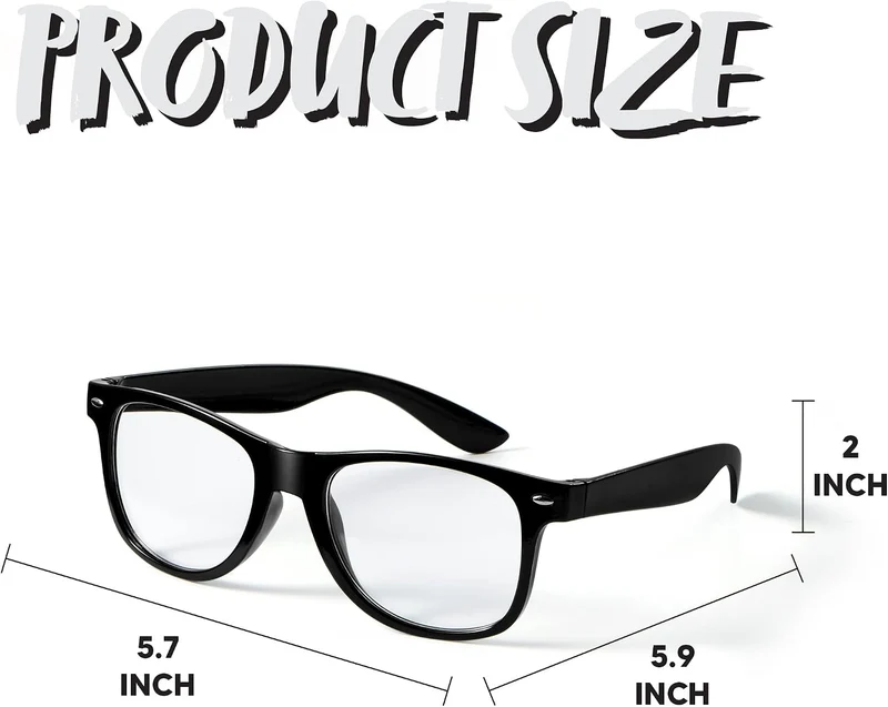 JOYIN Black Nerd Glasses with Clear Lenses - Classic Halloween Costume Prop