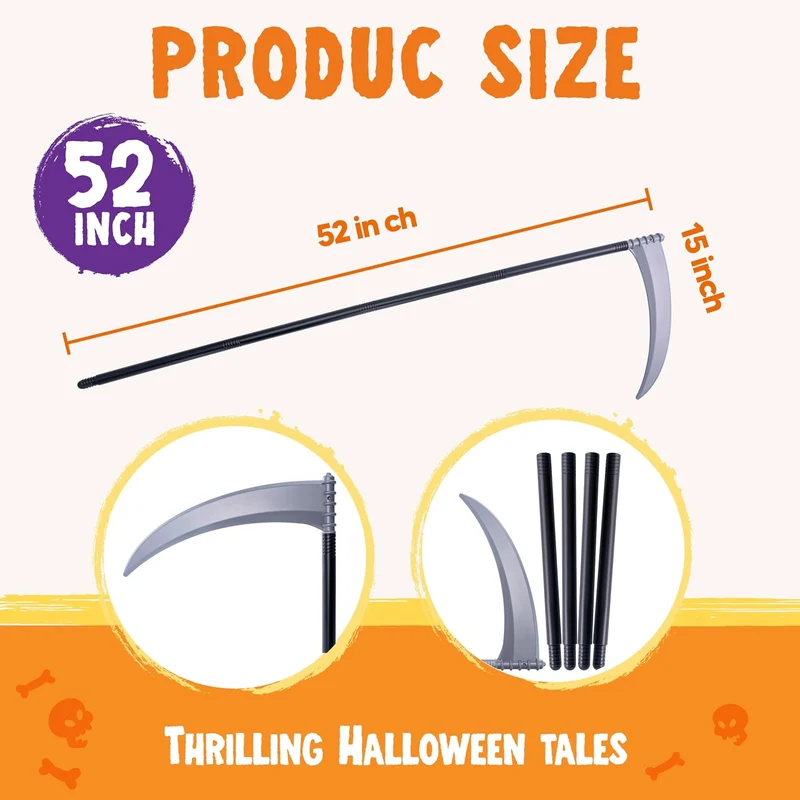 JOYIN 52-Inch Grim Reaper Scythe - Oversized Halloween Costume Prop