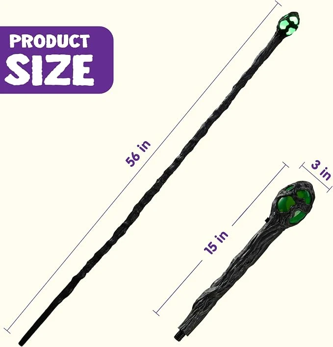 JOYIN LED Light-Up Witch Staff - Vintage Halloween Costume Prop