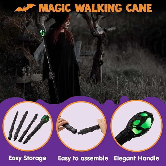 JOYIN LED Light-Up Witch Staff - Vintage Halloween Costume Prop