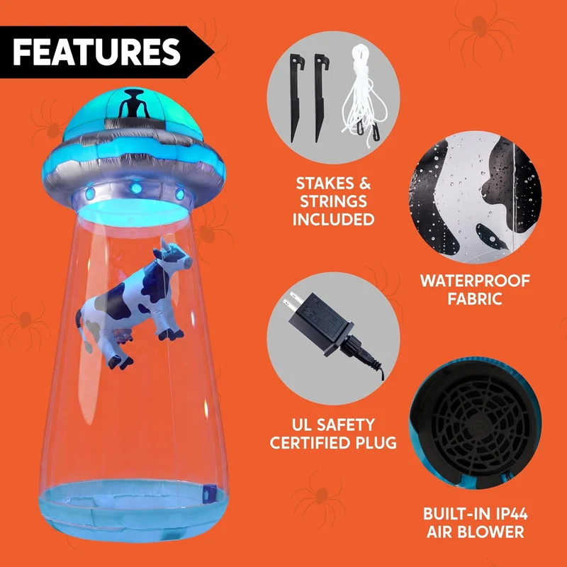 JOYIN 9 FT Giant Halloween Inflatable UFO Alien with Built-in LEDs