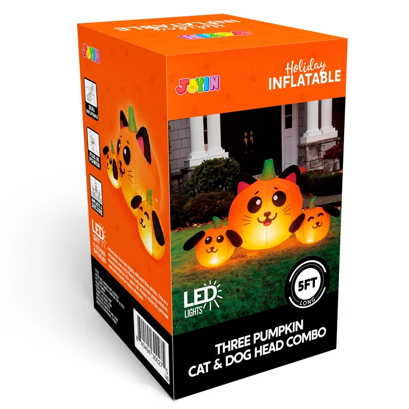 JOYIN 5FT Halloween Inflatable Pumpkin Cat & Dog Yard Decor