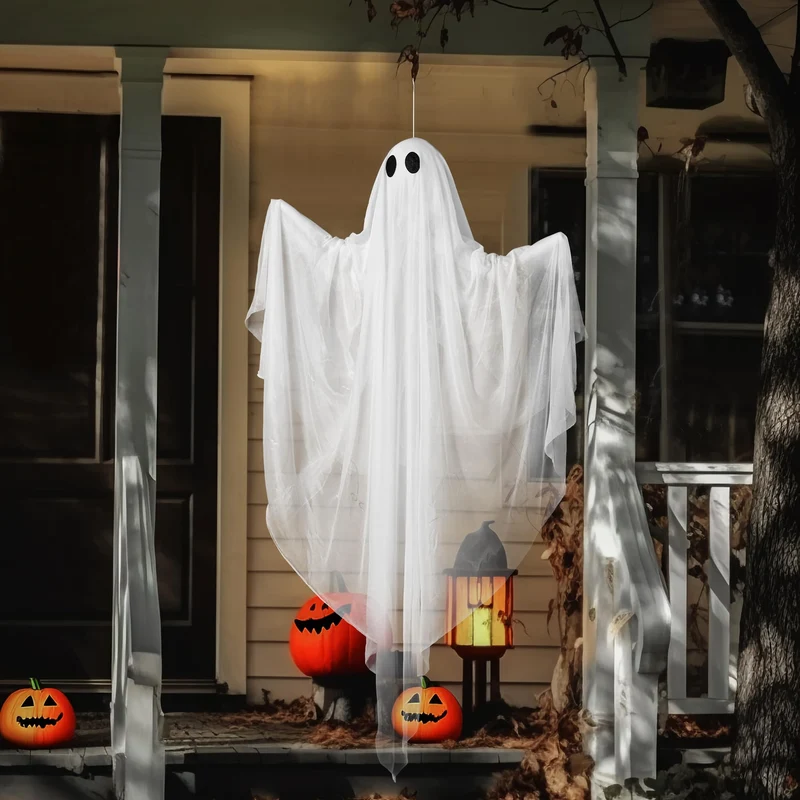 JOYIN 47" Light-Up Hanging Ghost with Warm LED & Timer