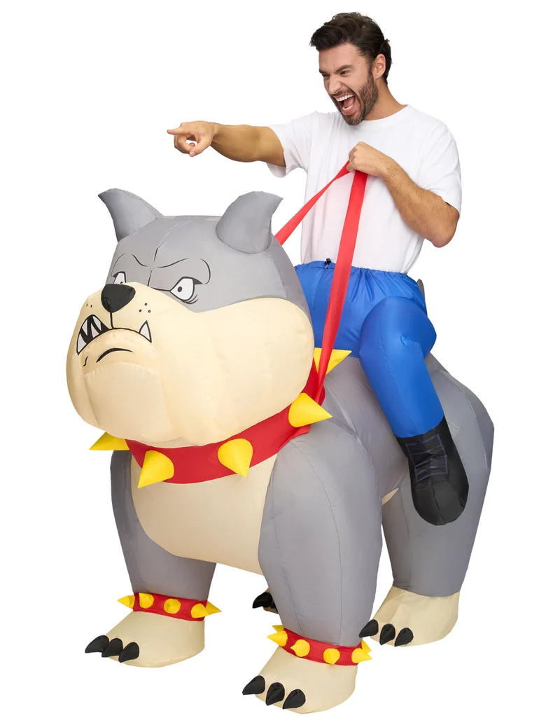 Adult Inflatable Bulldog Costume - Funny Halloween Ride-On