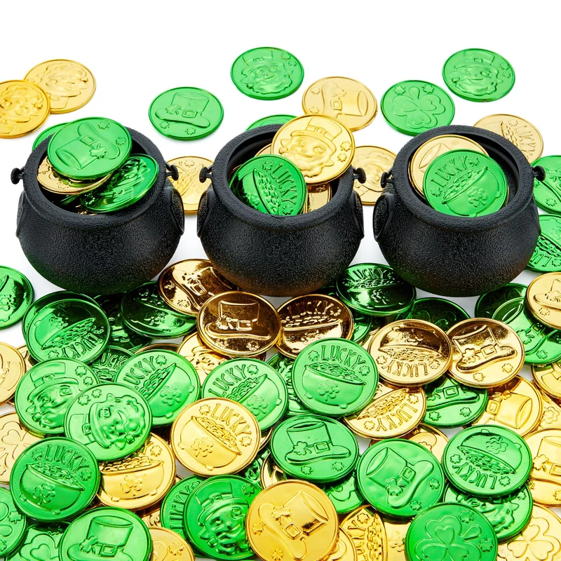 JOYIN 103 PCS St. Patrick's Day Cauldrons Set with Shamrock Coins