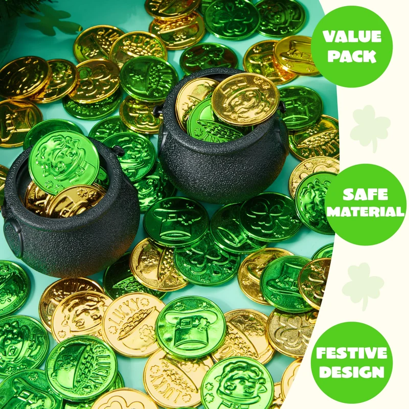 JOYIN 103 PCS St. Patrick's Day Cauldrons Set with Shamrock Coins