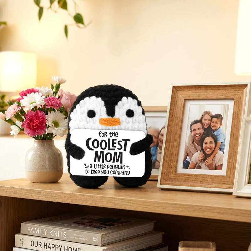 JOYIN Handmade Crochet Mini Penguin Doll with Card, Funny Gift for Mom
