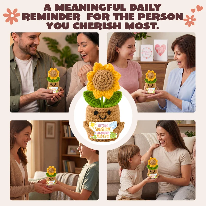 JOYIN Mini Sunflower Doll with Card, Funny Gift for Mom Dad