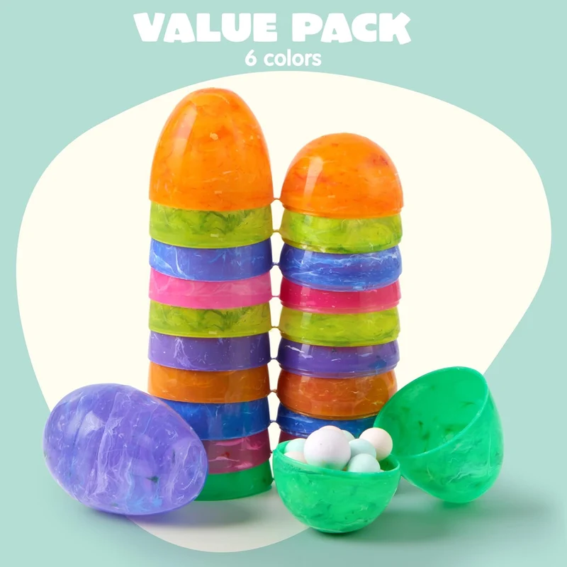 30 Pcs 3.15" Iridescent Plastic Easter Eggs for Hunt & Party