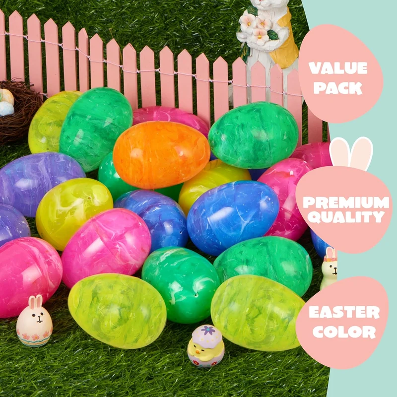 30 Pcs 3.15" Iridescent Plastic Easter Eggs for Hunt & Party